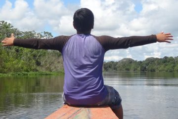 Enjoying in the Amazon river
