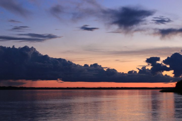 Beautiful sunset in the tropical forest