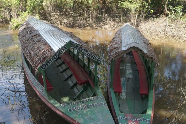 a couple of our motorboats in the Amazon river