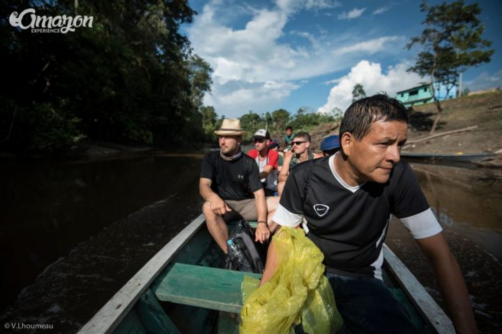 Exploring the tributaries of the Amazon river by motorboat