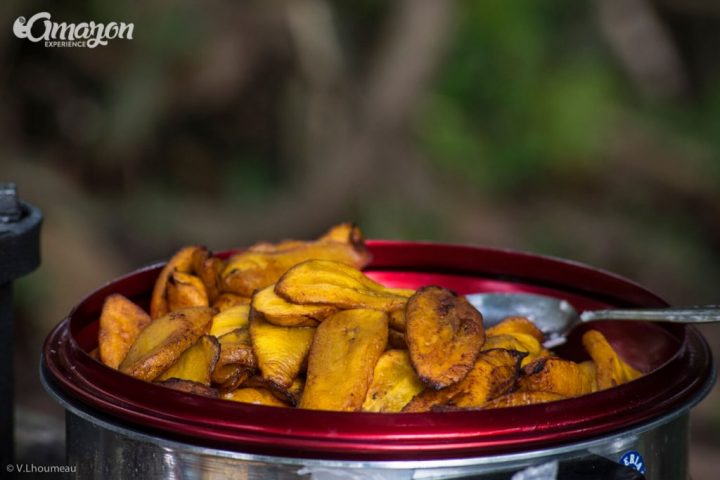 Fried bananas are great to recover energy after walking in the Amazon jungle.