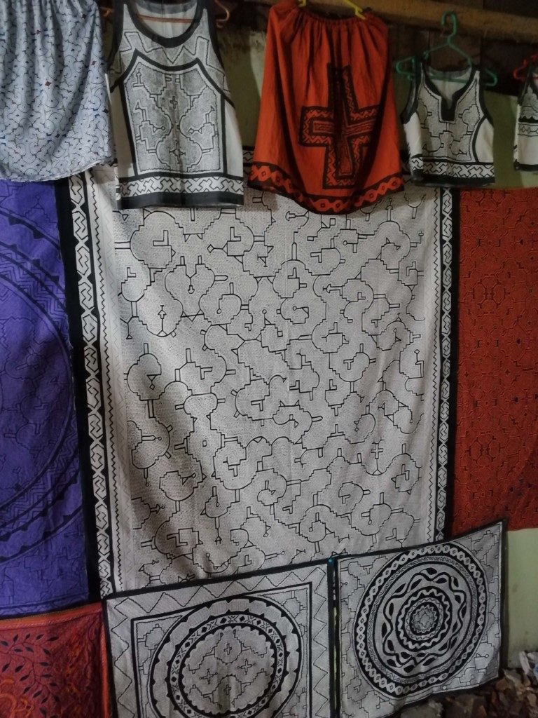 Clothes with different Shipibo patterns